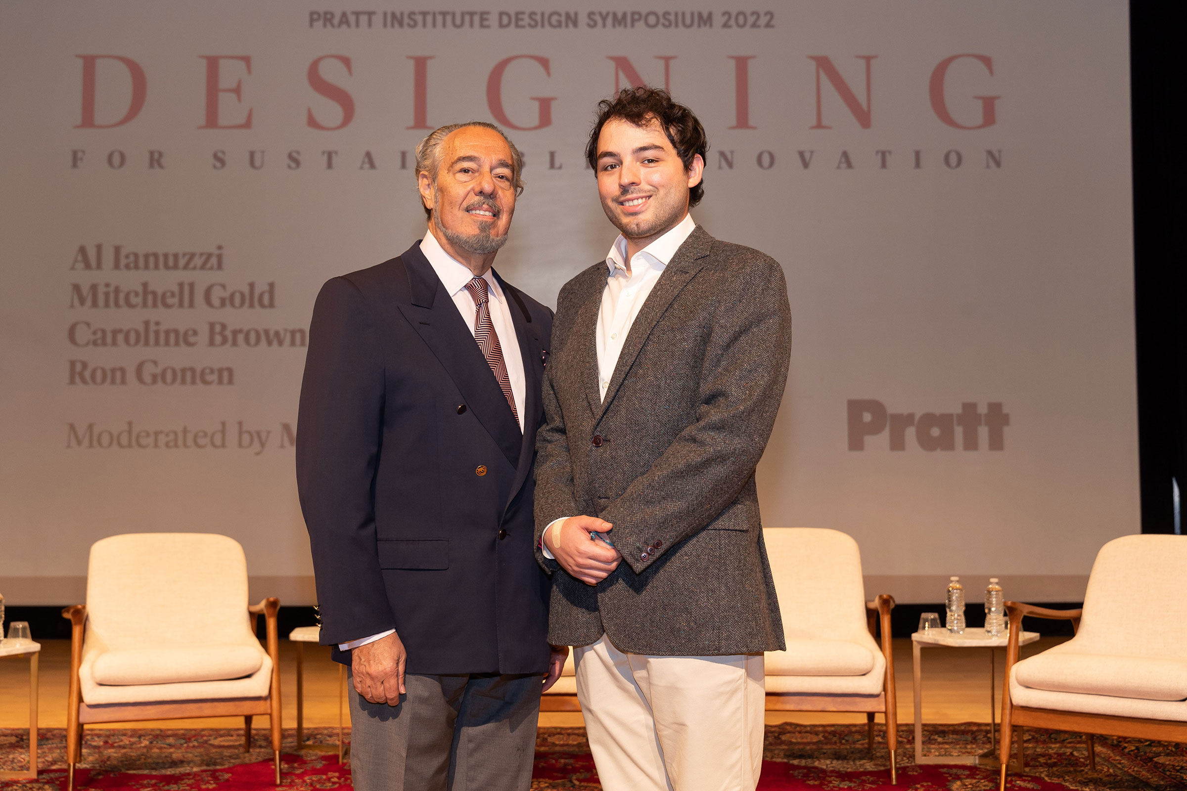 Marc Rosen and Erik Páez Menzel, MS Packaging, Identities and Systems Design ’25, the 2022 recipient of the Marc Rosen Excellence in Sustainable Packaging Scholarship (photo by Samuel Stuart Hollenshead)
