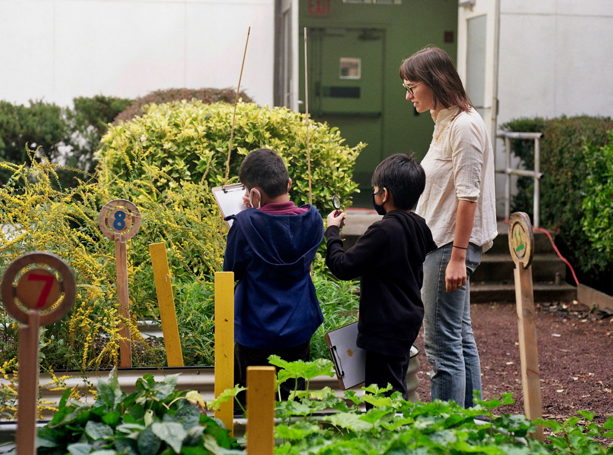 Ana Codorean with PS270 students in the Textile Dye Garden (photo by Nur Guzeldere)