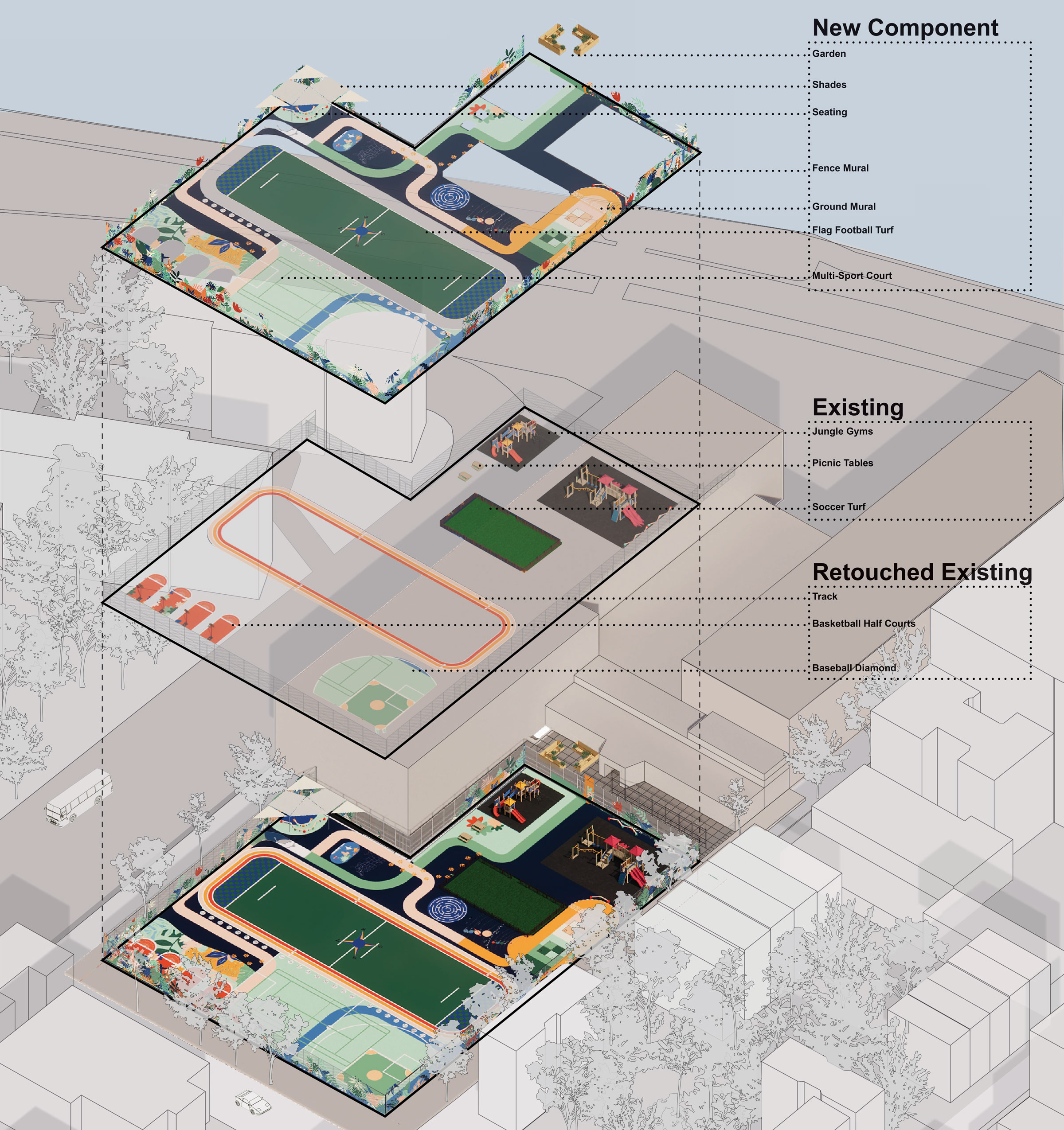 Work from the Learning Scapes case study for PS/MS206 by Pratt students Patrick Suh, Gwen Emery, Pan Niruttisard, Ruiyi Zheng, and Zlatan Wang