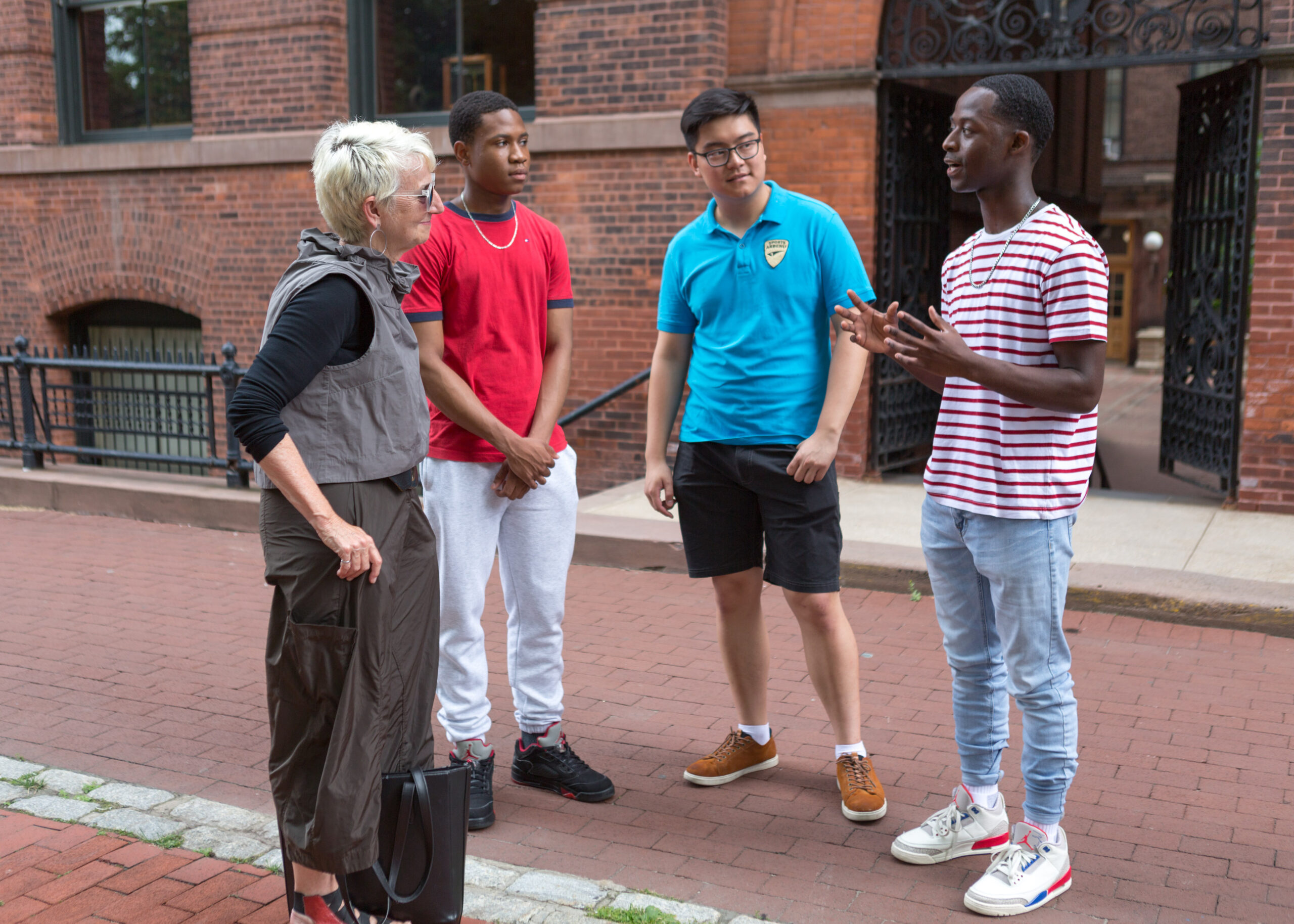 Students with Pratt President Frances Bronet, on Pratt Campus