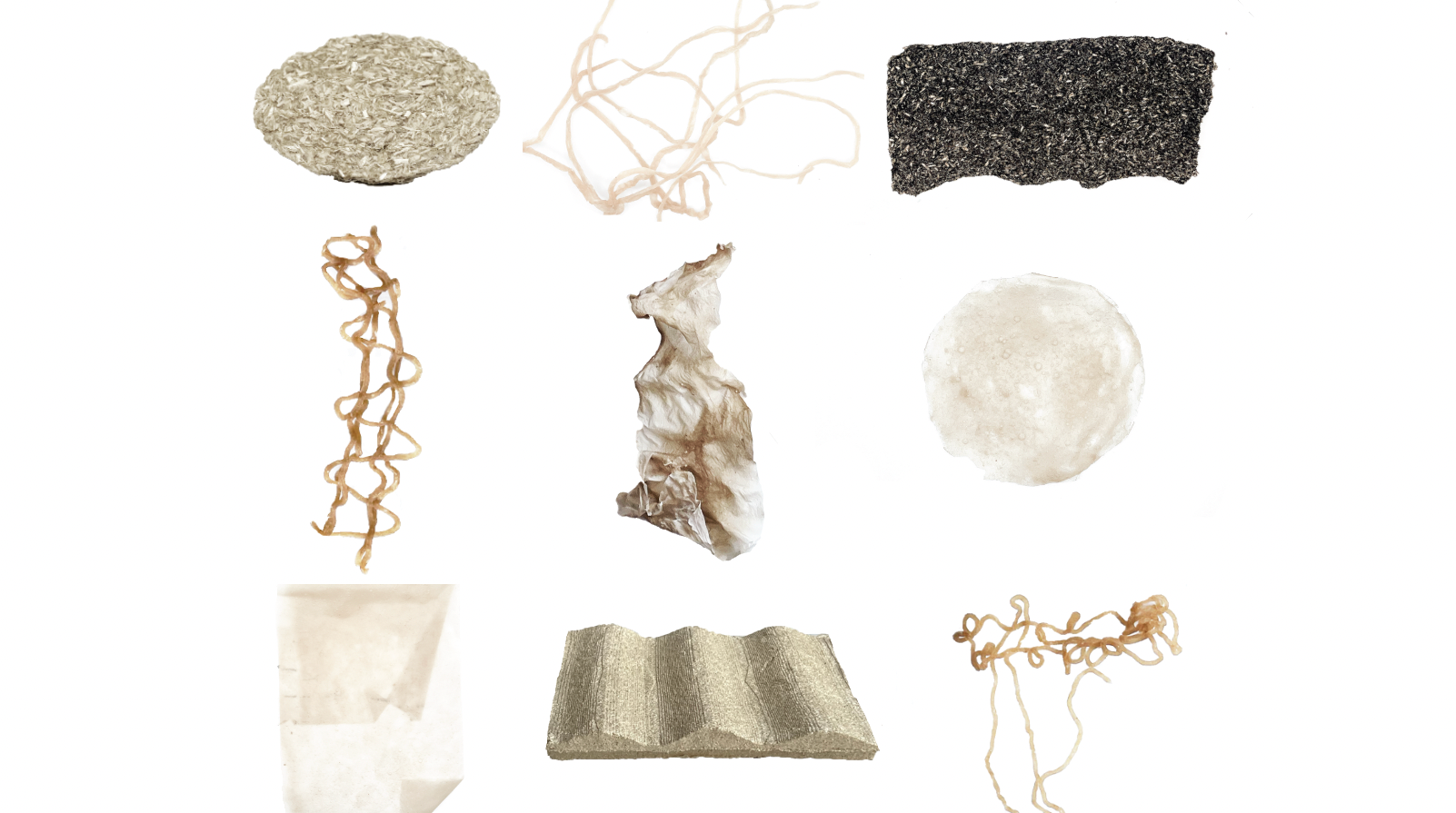 A composite image of different hemp materials.