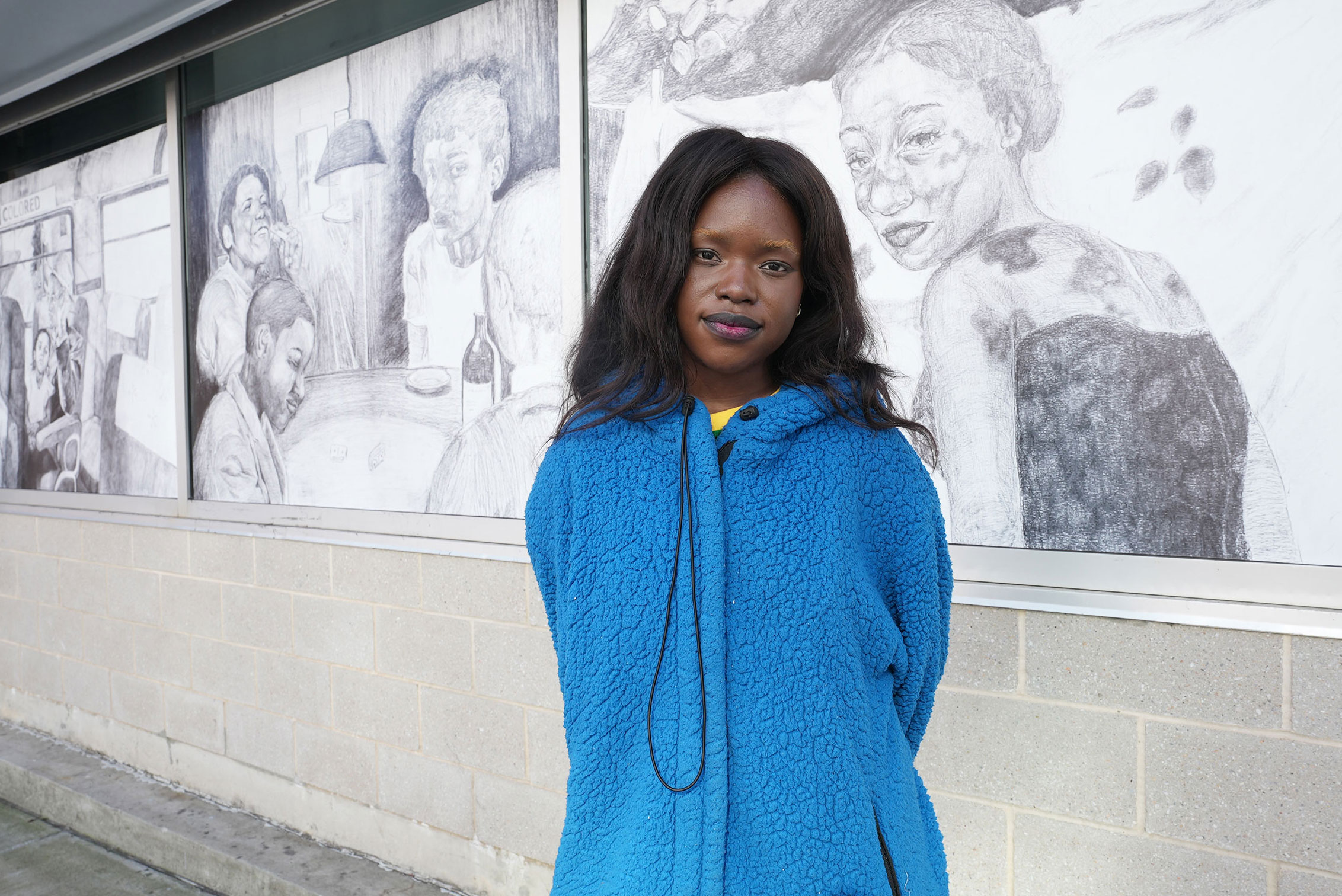 Shanoya Allwood, BFA Film/Video ’25, with “Eyes Like Mine – (inherited longing)” (photo by Tim Atakora)