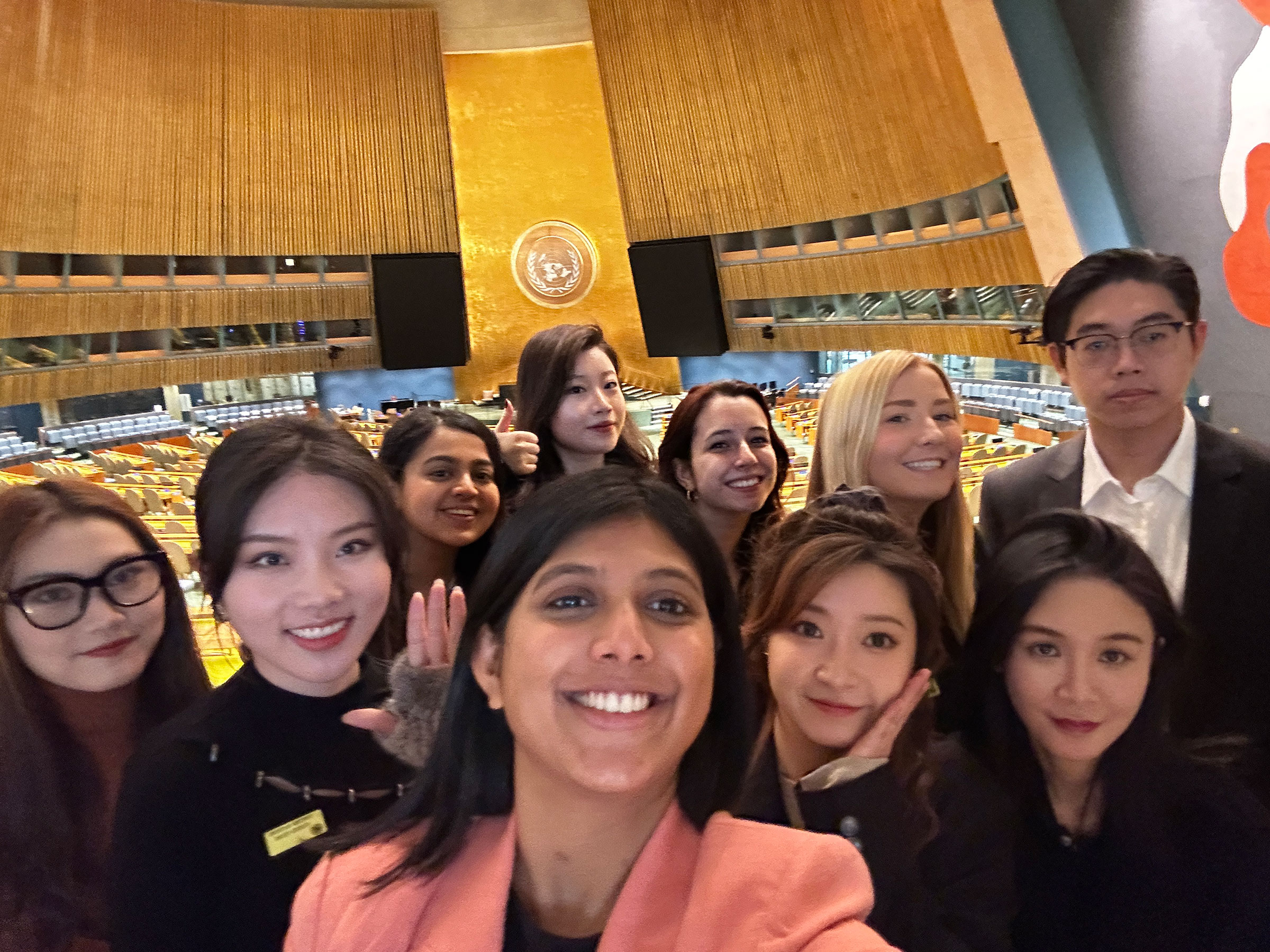 Pratt students with Sameera Chukkapalli Holmes, visiting associate professor of interior design at the United Nations (courtesy Sameera Chukkapalli Holmes)