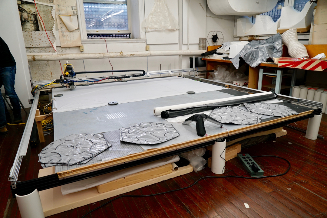 workshop with materials and measuring devices