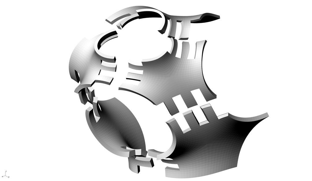 device, resembling armor, or a girdle with interlocking parts