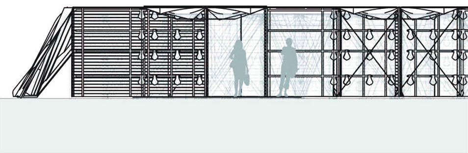 Sectional drawing of work by William Katavolos