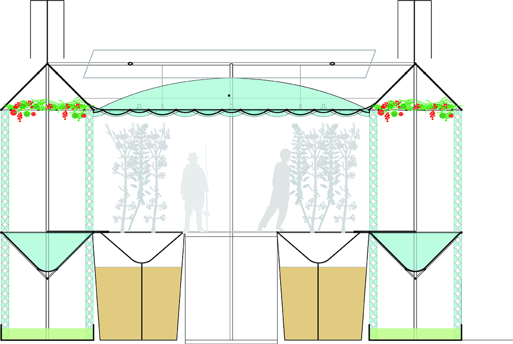 Sectional Drawing of work by William Katavolos