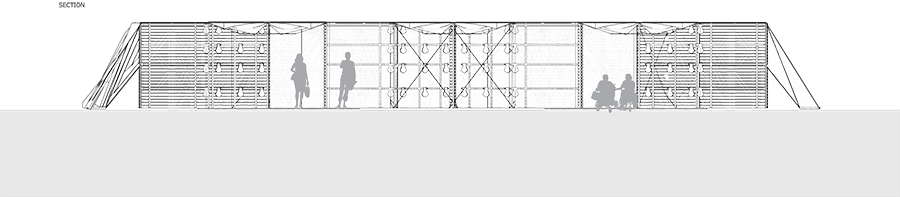 Sectional drawing of work by William Katavolos