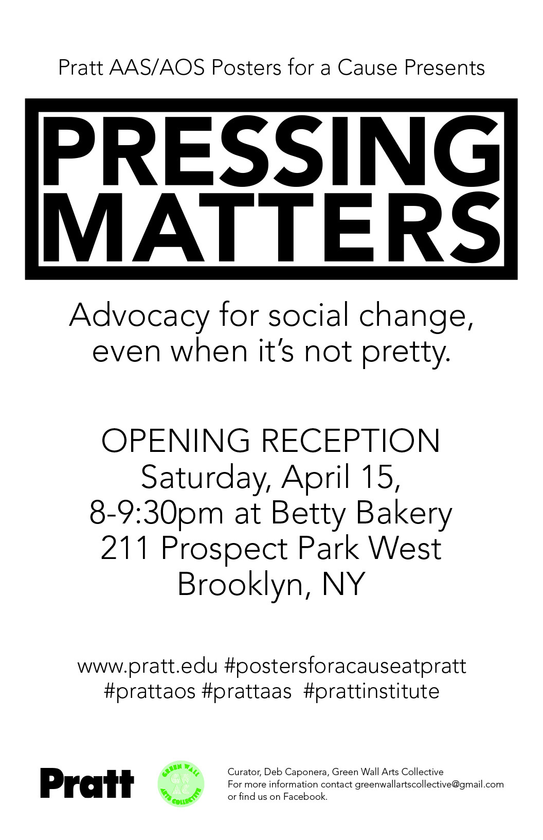 A poster for the pressing matter events.