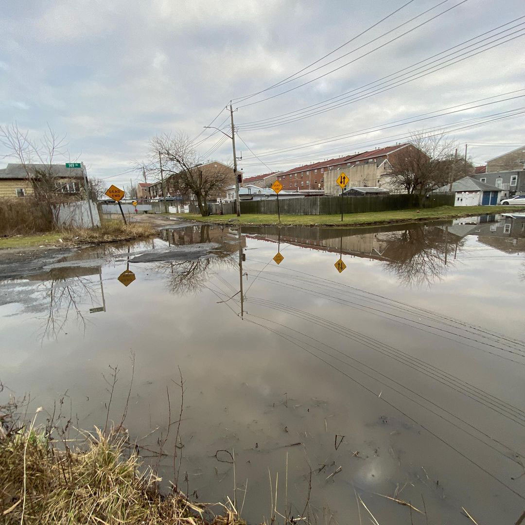Flooding in “The Hole” on the Queens-Brooklyn border (photo by Nia James Starr, MS Sustainable Environmental Systems ’24)