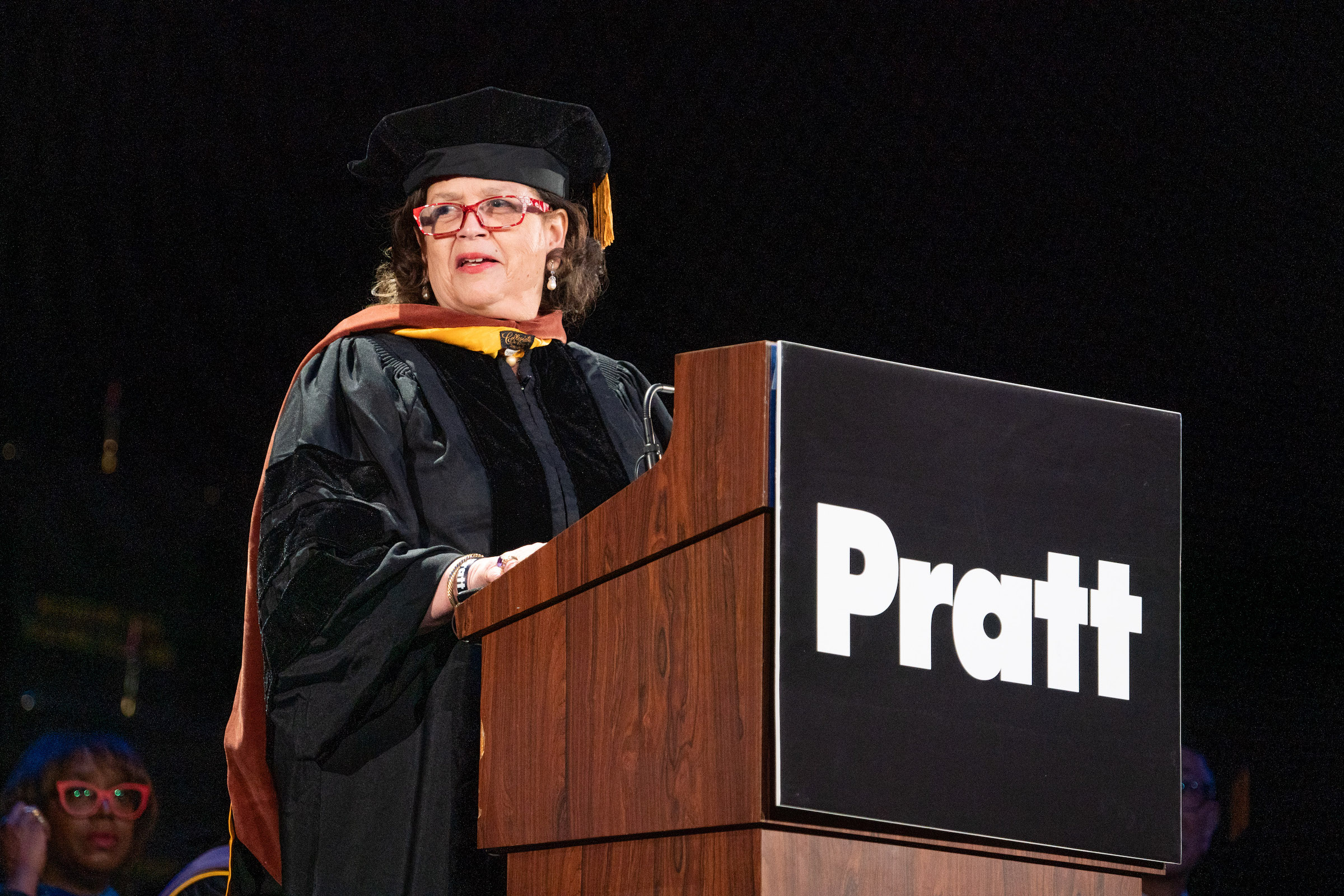 Cheryl D. Miller delivering the Commencement address