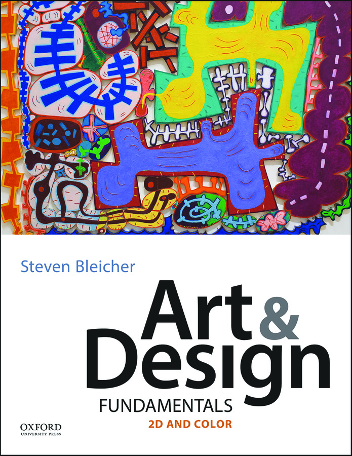 A book cover with a white bottom half featuring text, and a colorful top half featuring an intricately detailed painting.