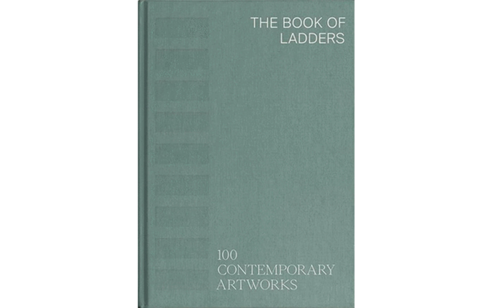 A green clothbound book featuring nine rectangles inscribed into the left side and text.