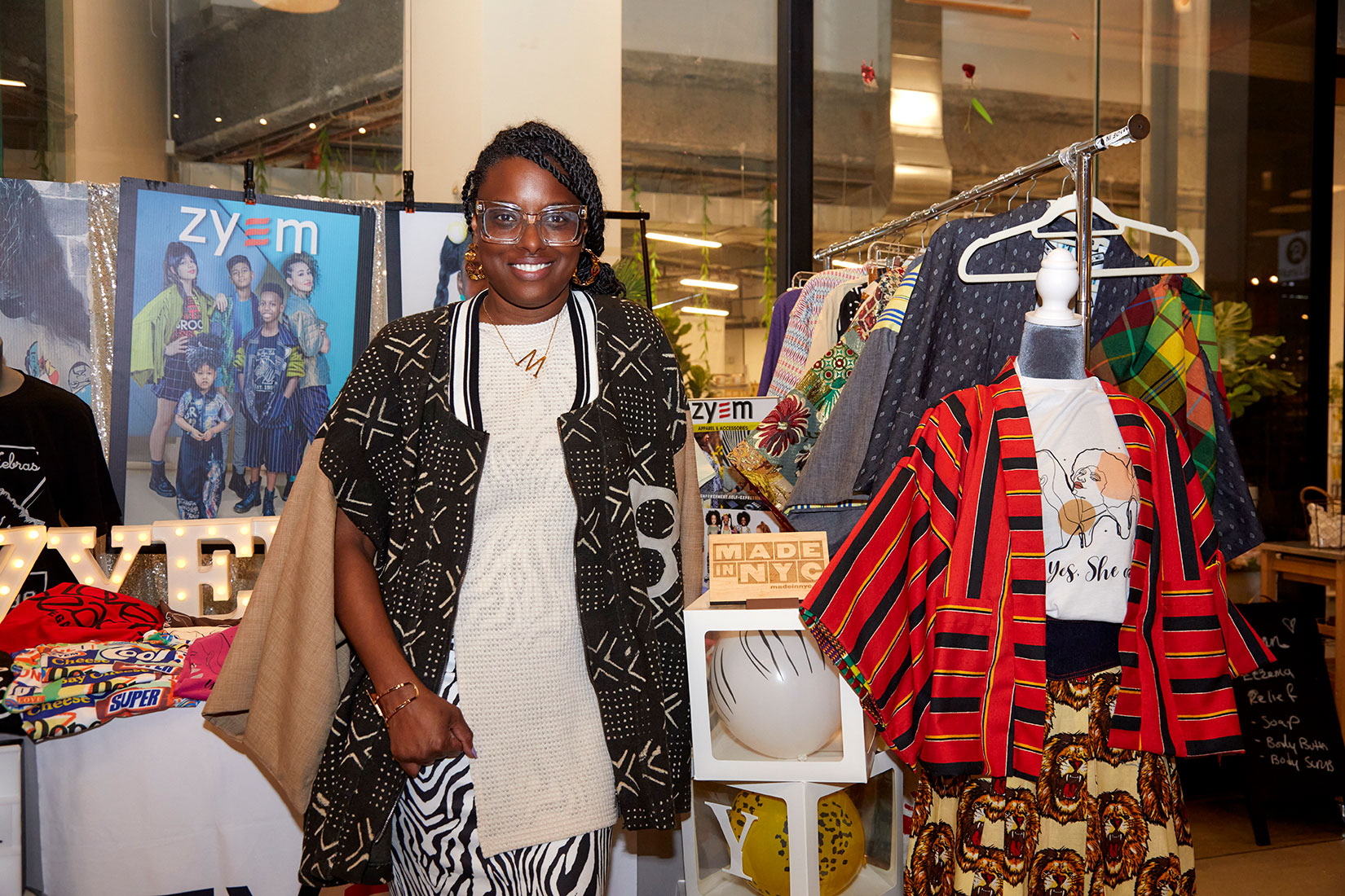Pratt fashion alumna Monique Glover with her brand ZYEM NYC at The Makers Show for the 2023 Made in NYC Week (photo by Constance Faulk)
