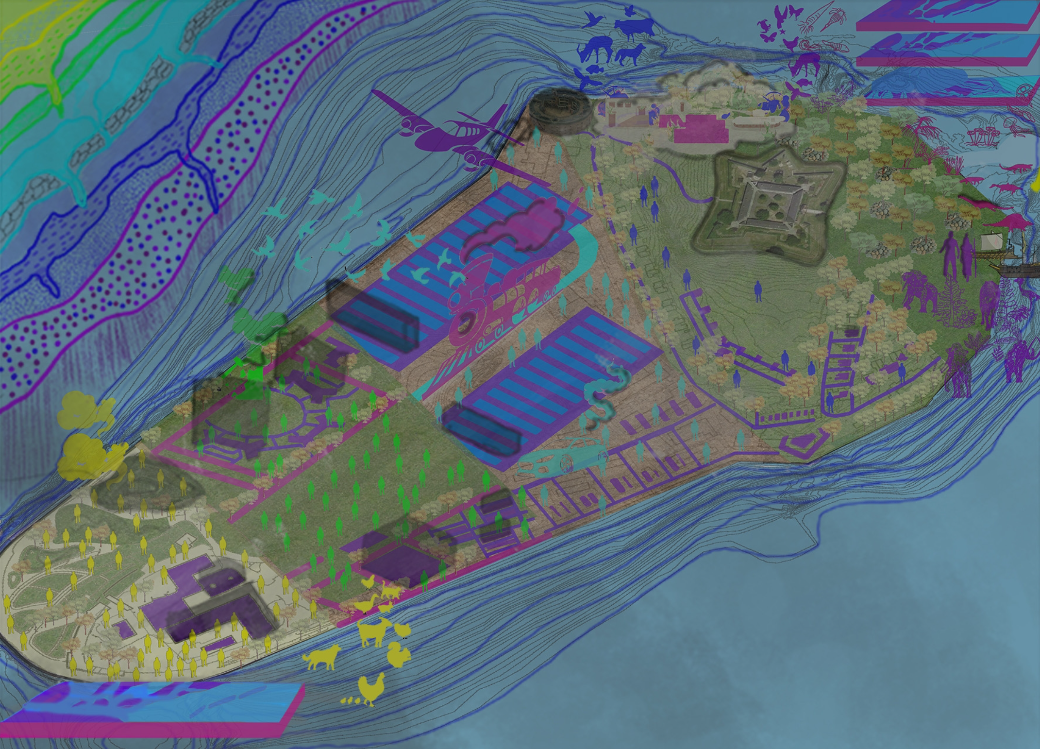 overhead viewpoint of land project