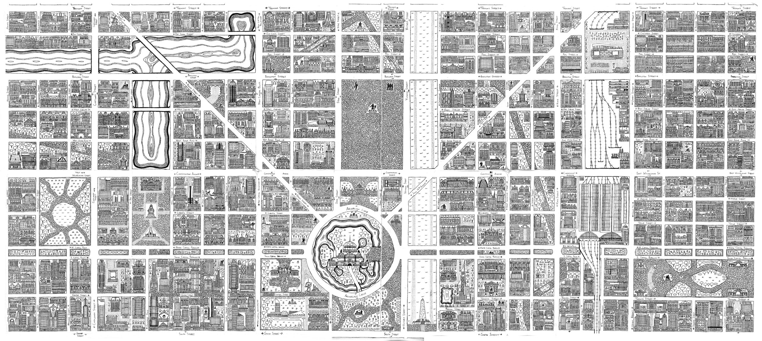 map infographic of city, cartograph style