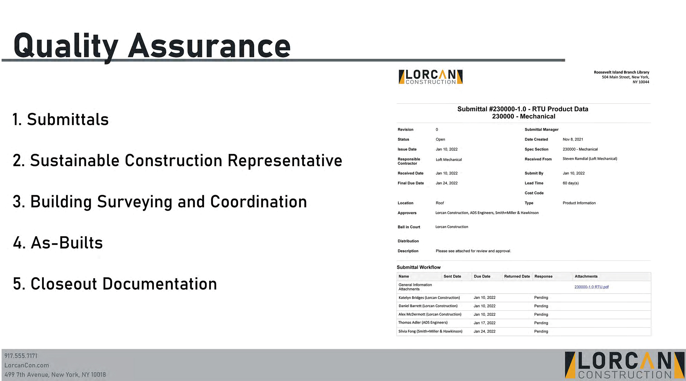 A slide outlining the projects 