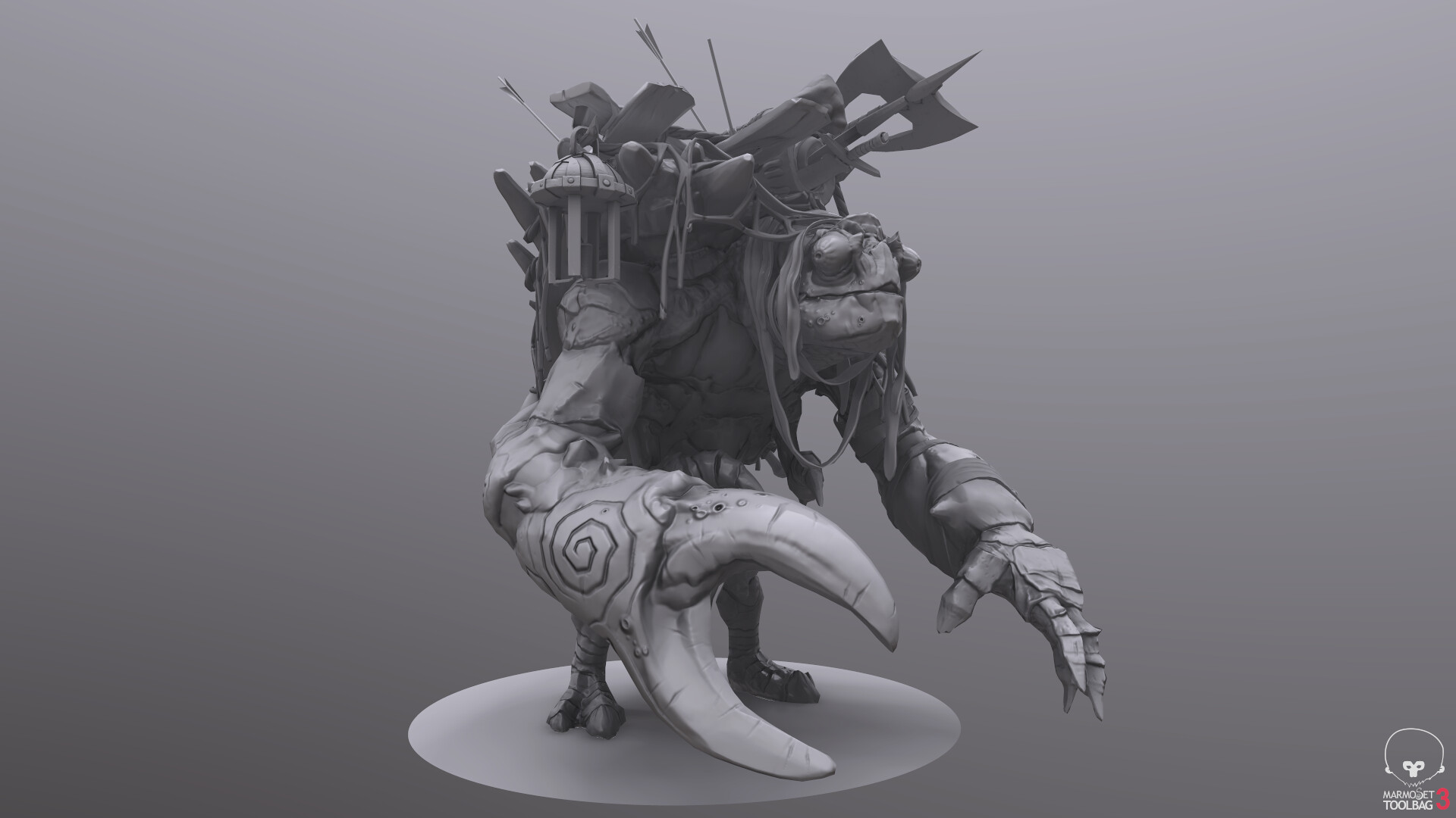The image is a 3D render of a turtle warrior.