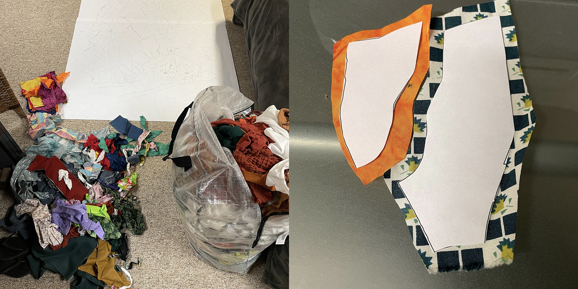 Work-in-progress views of “QUILT: Queer Intimacies Located in Thread” by Gabriella Evergreen MSLIS ‘24