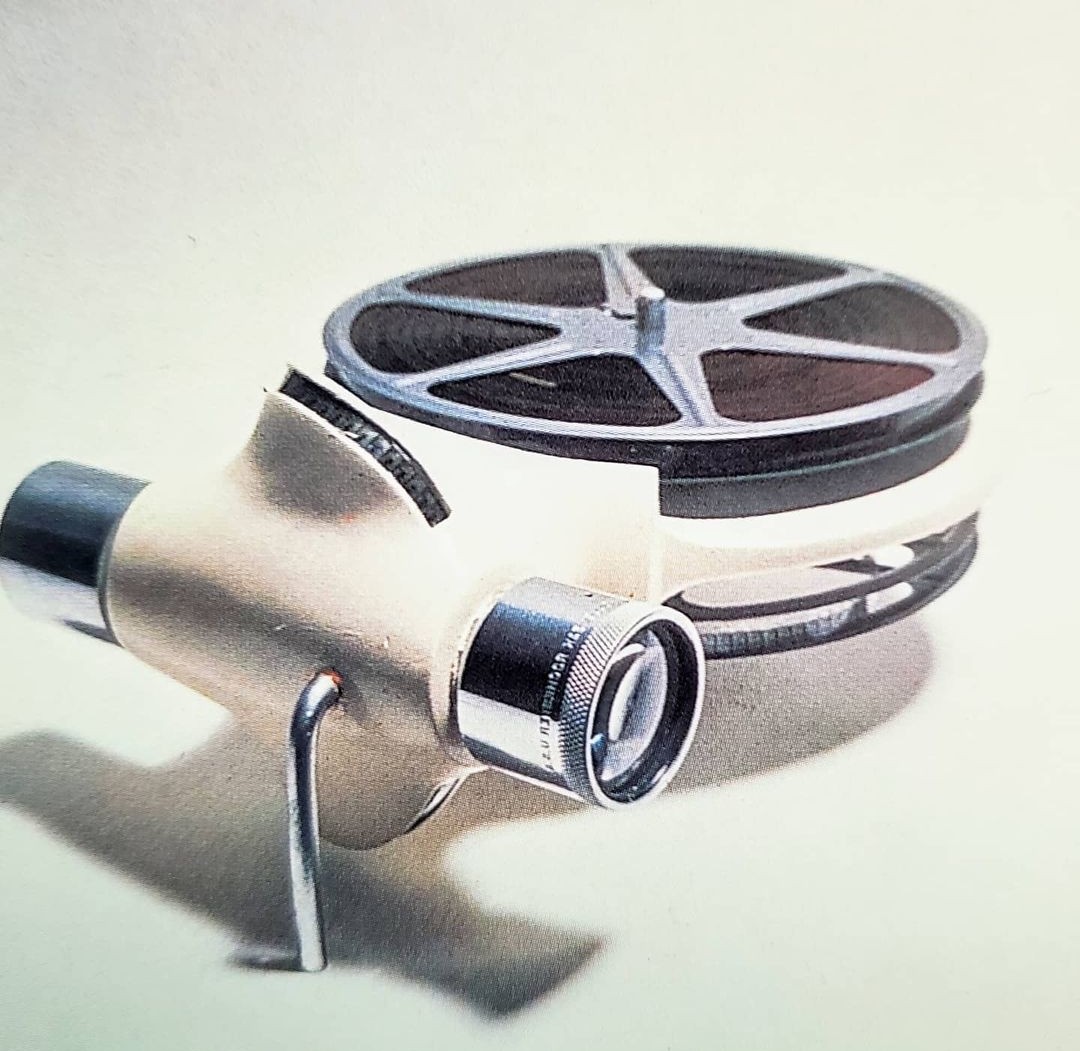 photograph of a small film projector
