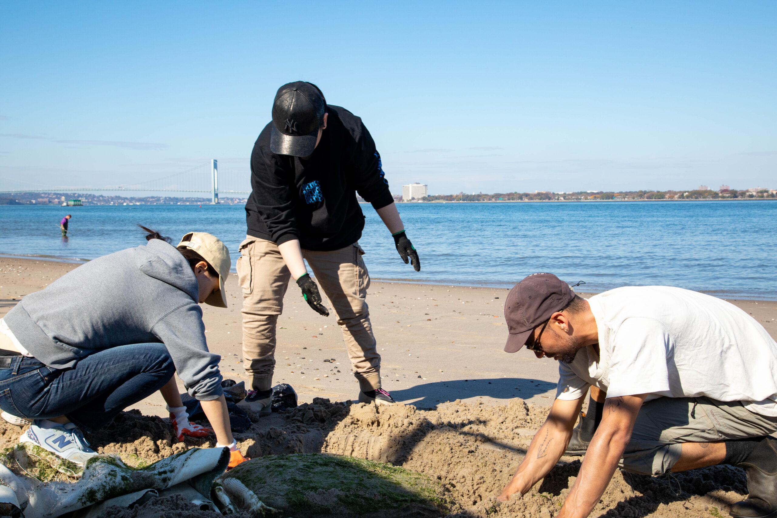 Prat students participate in a beach clean-up of Coney Island's Creek Park as part of Pratt Earth Action Week.