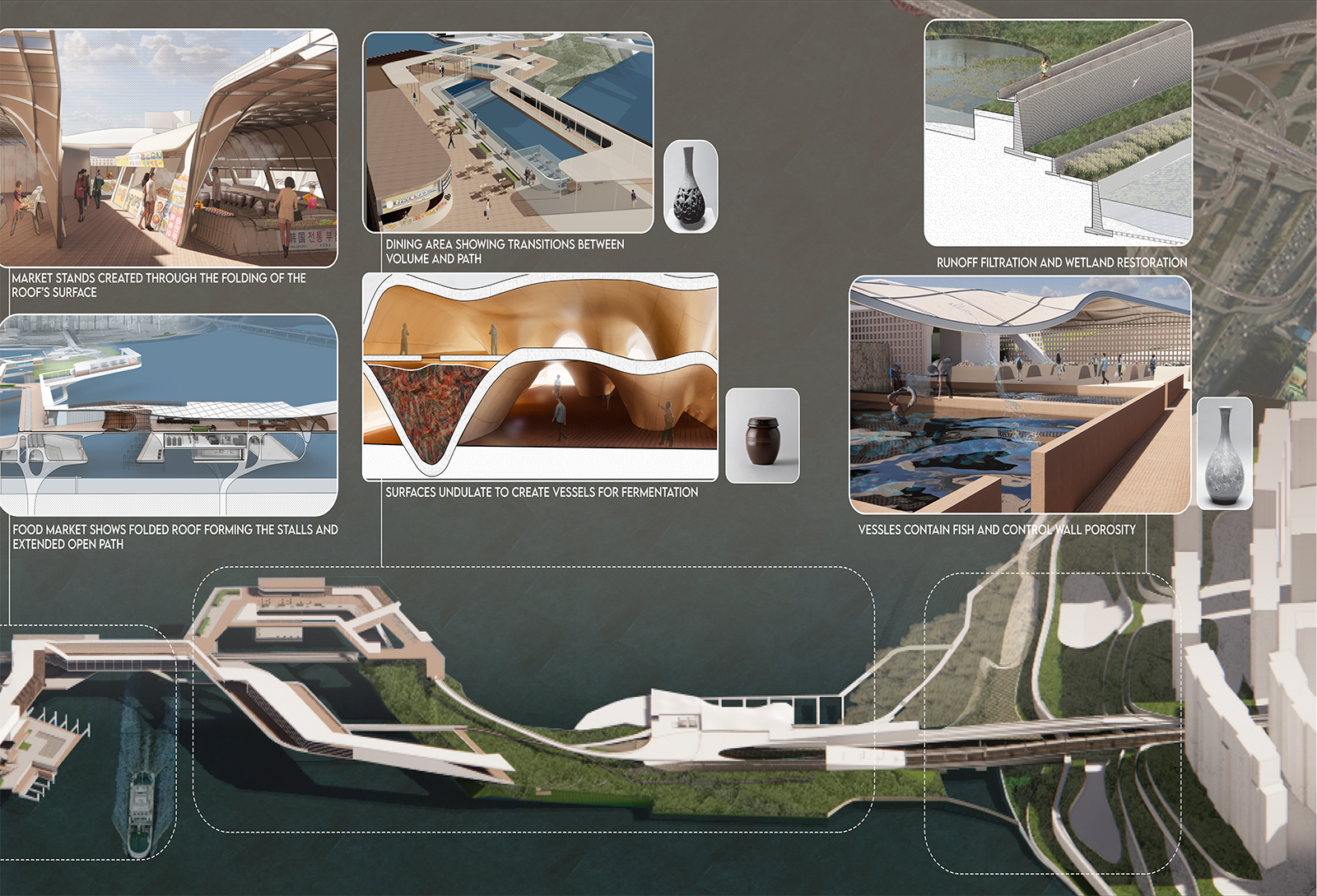 “Manifesting Vessels Across the Han River” by Alyssa Conde, Guillermo Garza, and Aura Wang.