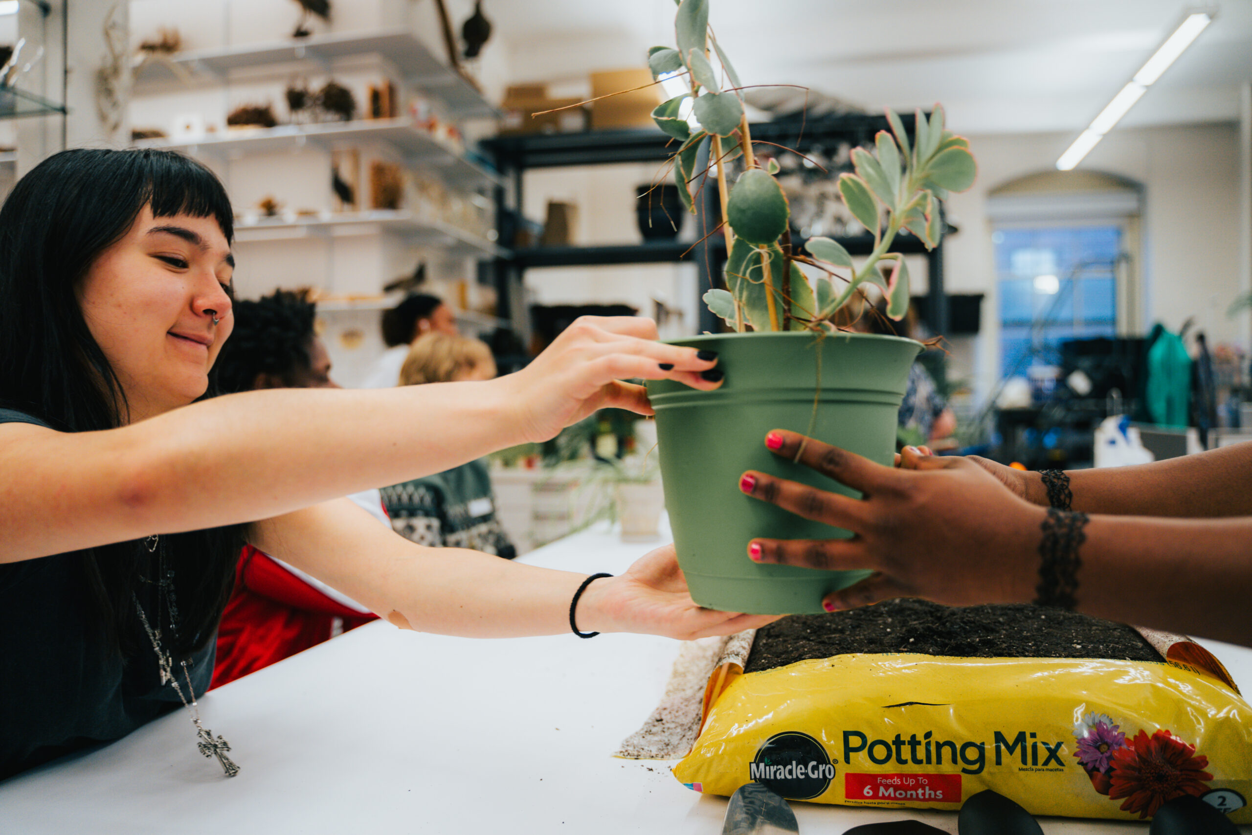Students participating in the Plant Propagation workshop for Pratt Earth Action Week.
