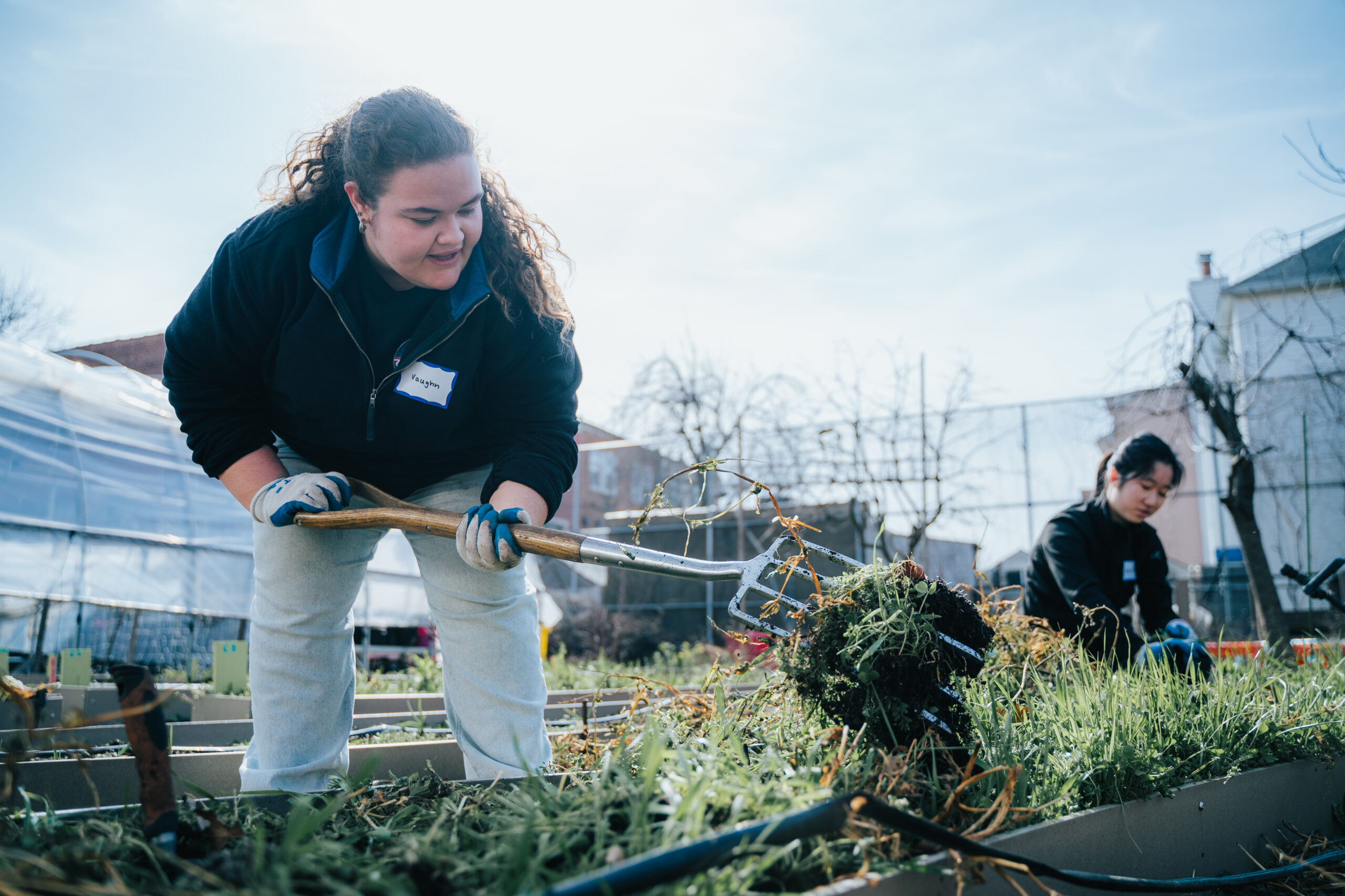 Students performing different tasks at the Edible School Garden. Photo by Tejas Setlur, BFA Film '26.