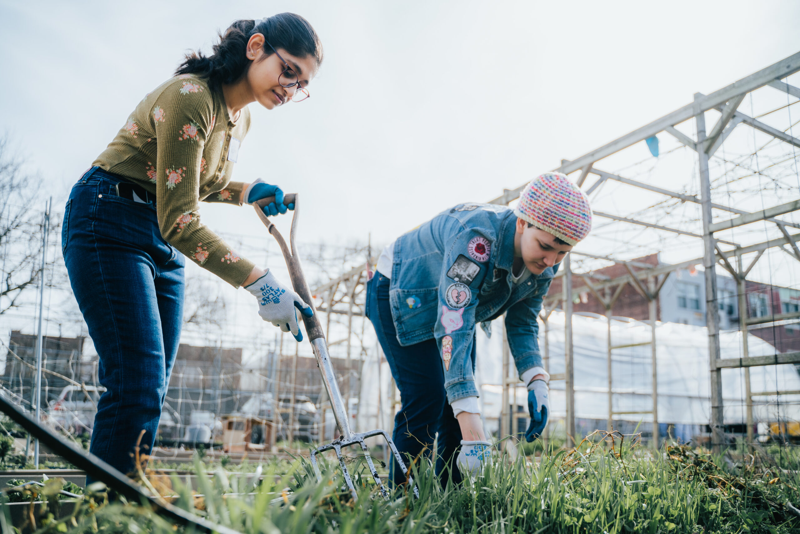 Students tending to the Edible School Garden. Photo by Tejas Setlur, BFA Film '26.