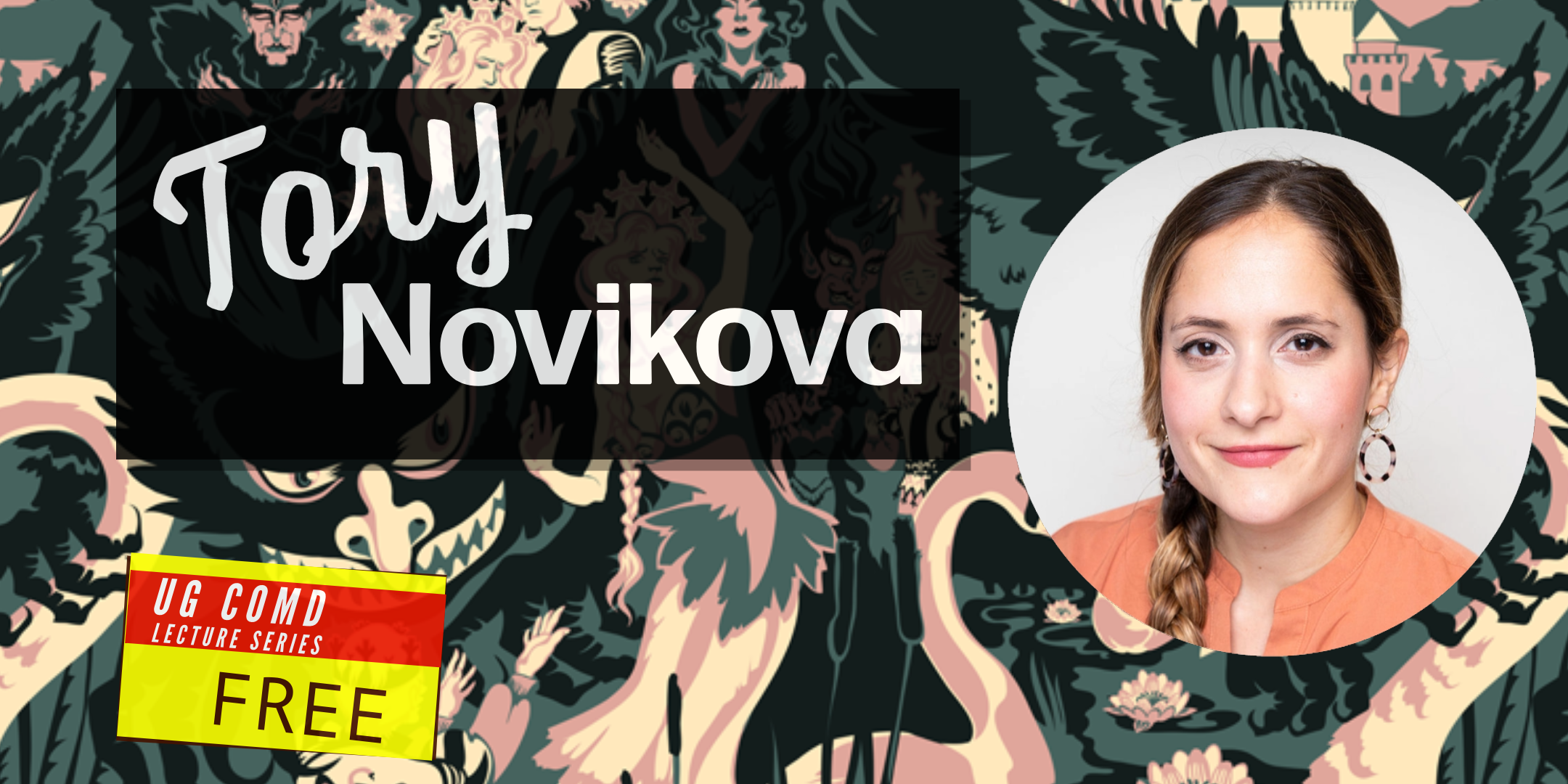 An image promoting the event including a photo of Tory Novikova and her name.
