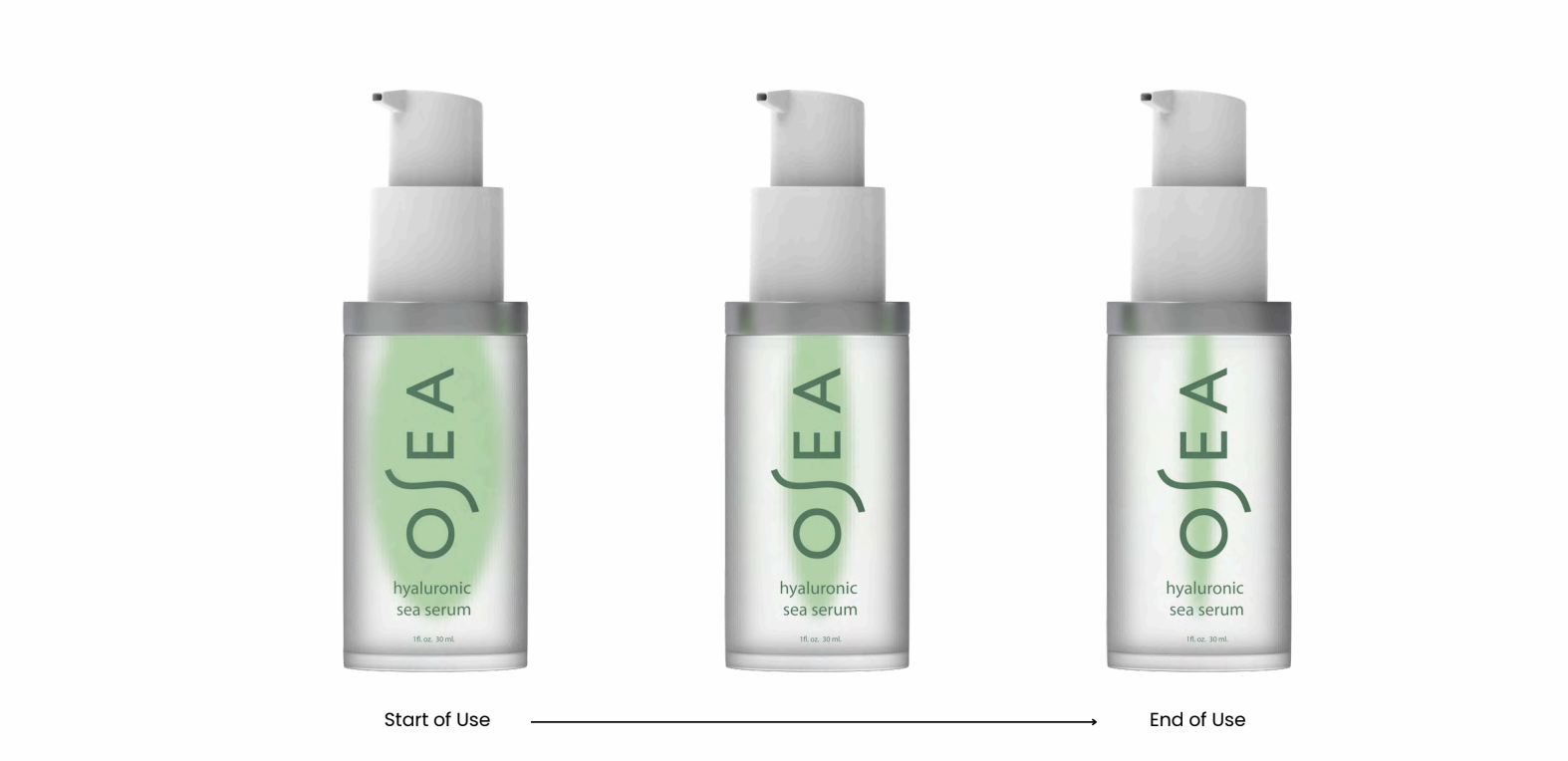Three images of a small pump dispenser bottle.