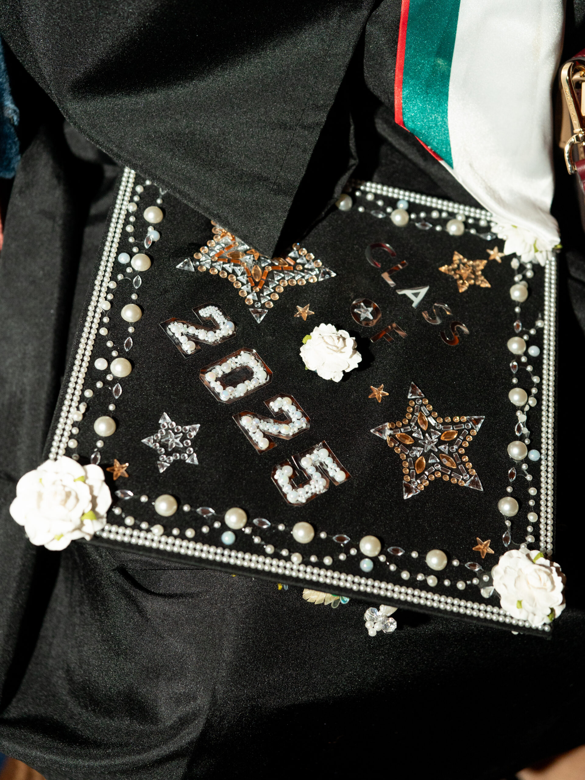 A graduation cap with 2025 in rhinestones