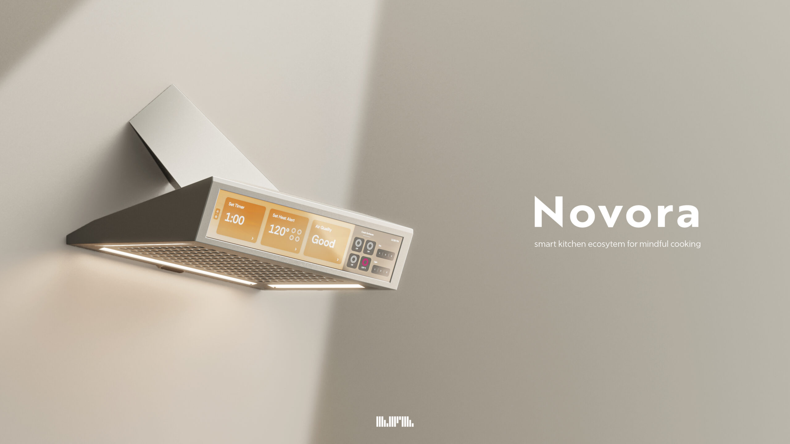 A smart rangehood displaying information.