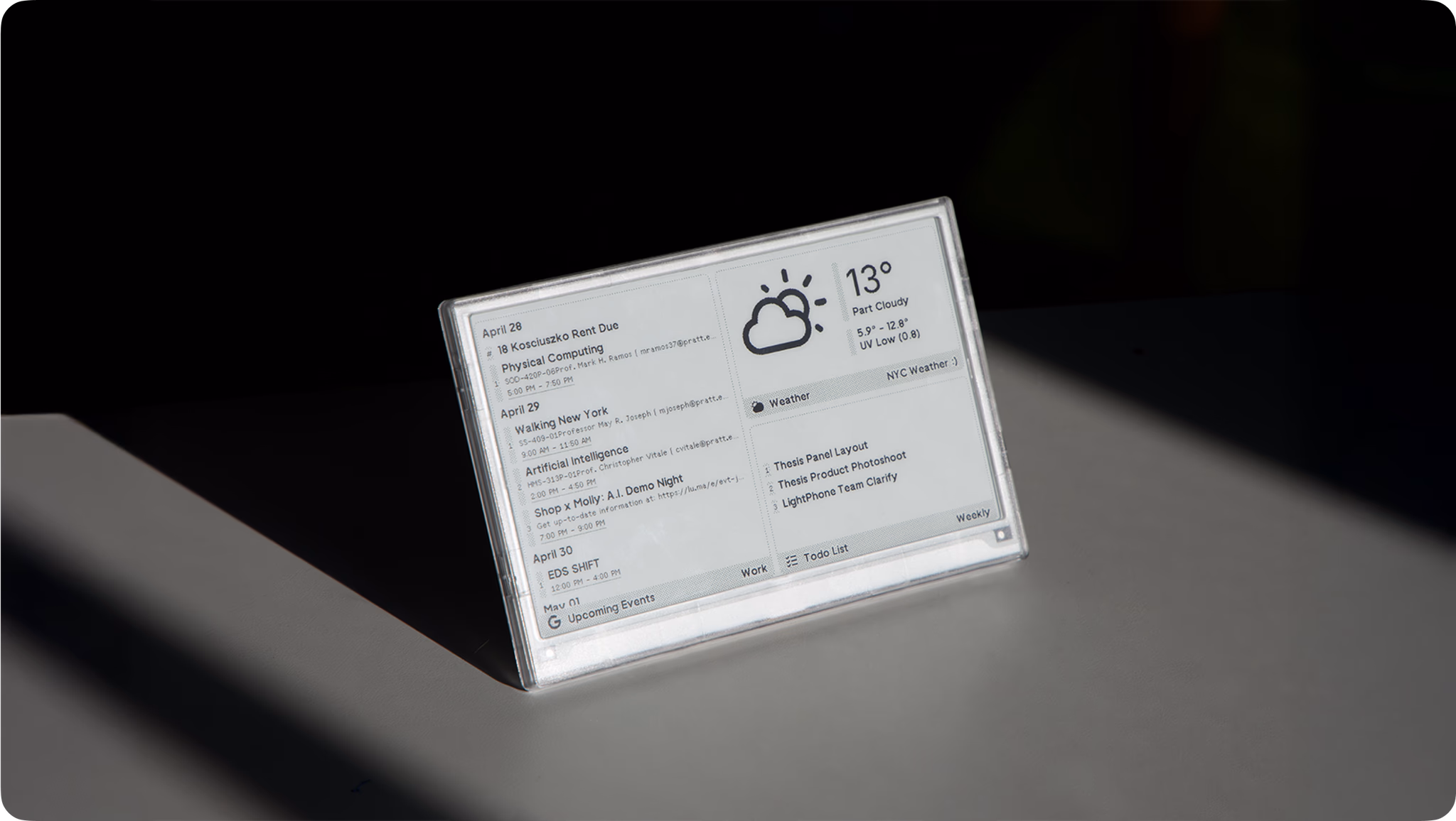 A digital display set on a table.