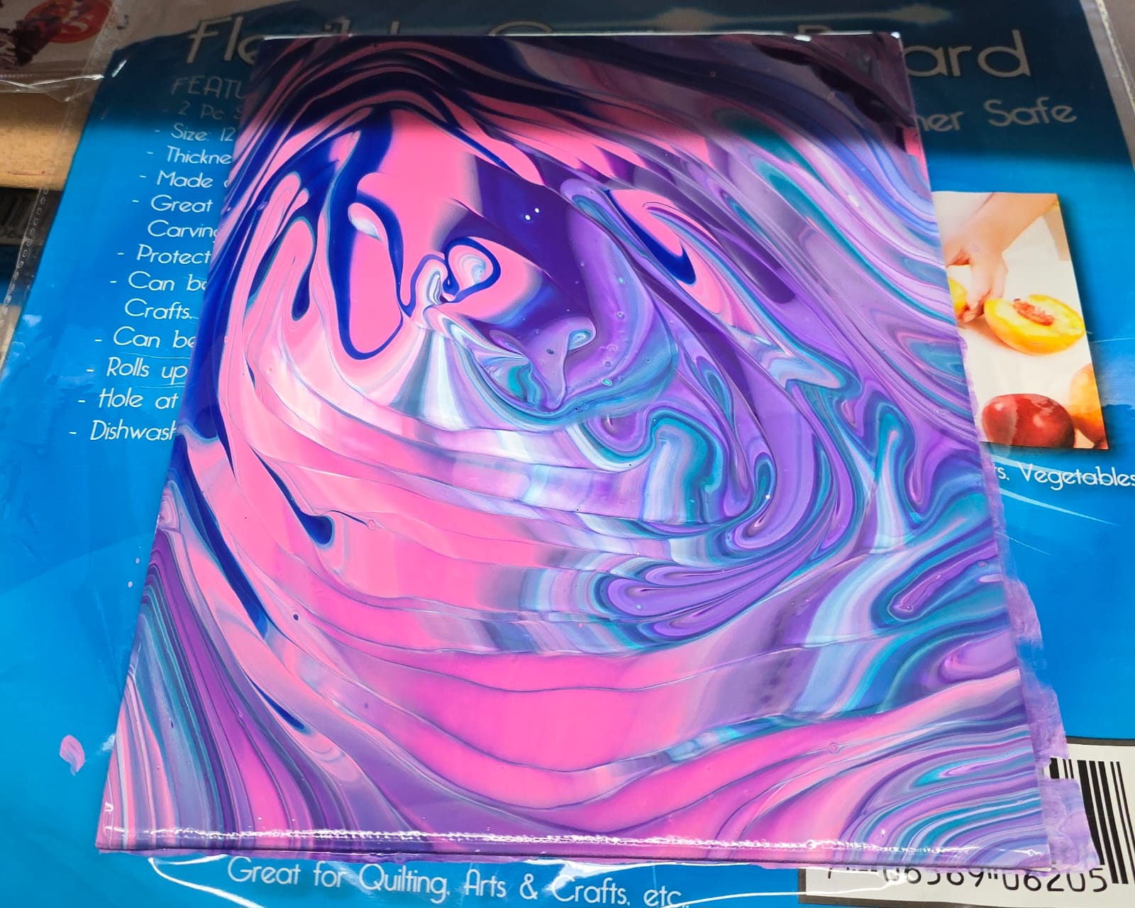 A purple and pink marbled image