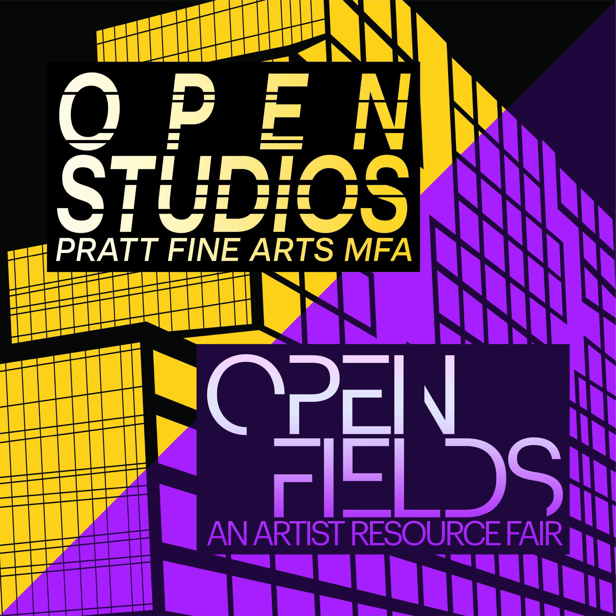 Square image featuring a geometric grid split diagonally. Top left half is black and yellow with a logo reading