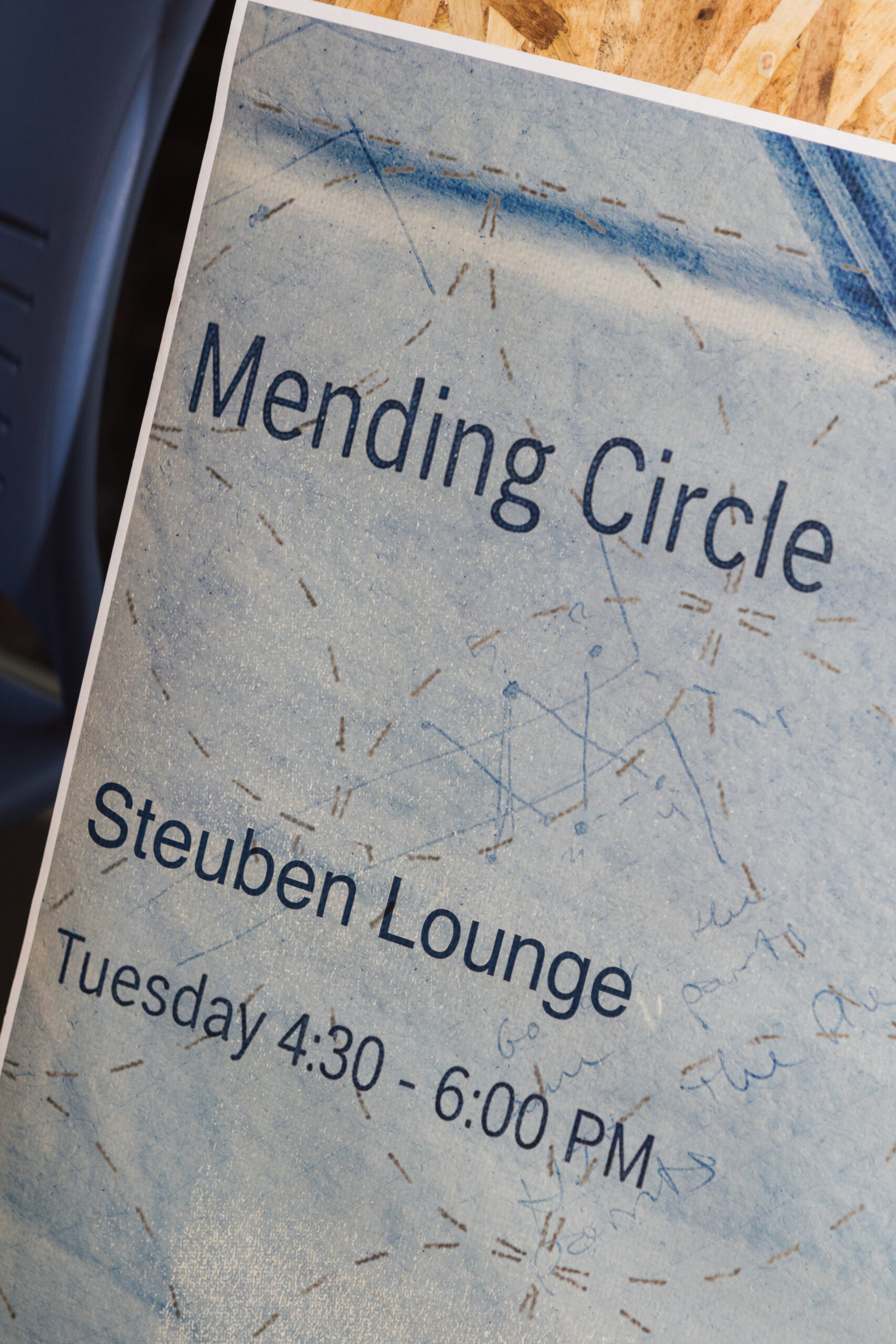 A printed sign featuring the text 