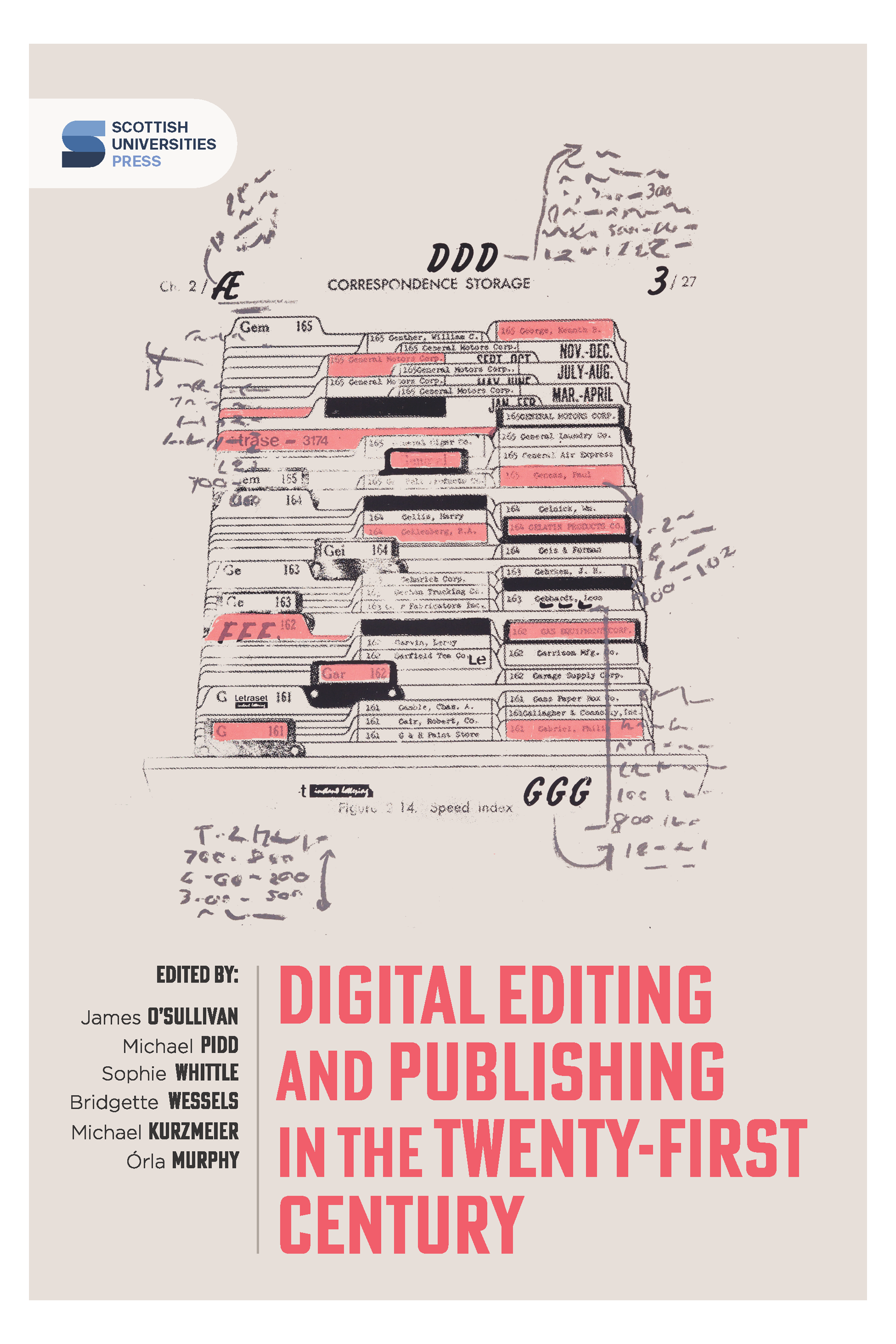 The cover art for “Digital Editing and Publishing in the Twenty-First Century” depicts files in gray, black, and pink illustration.