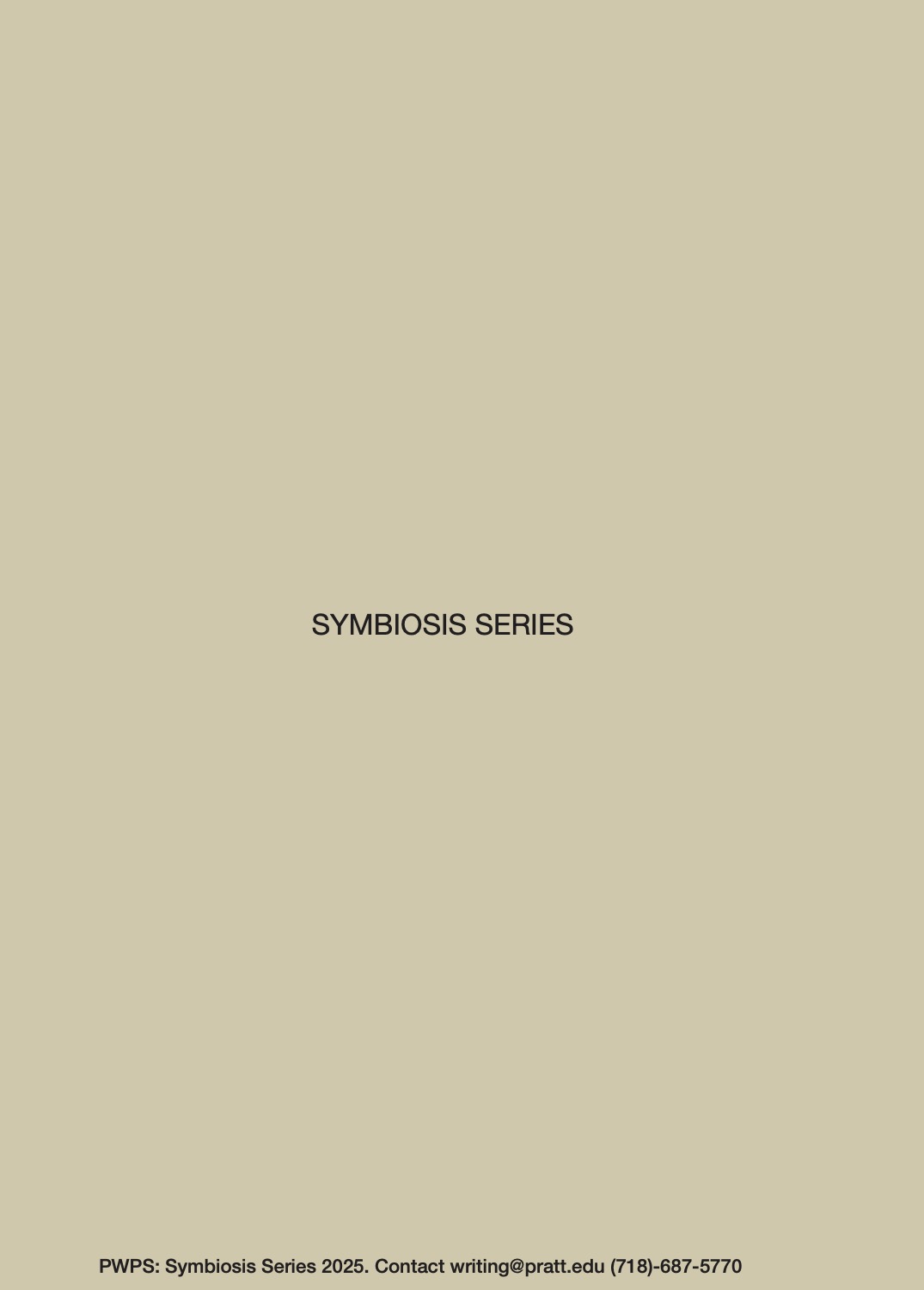 Minimal beige cover page displaying the centered text “SYMBIOSIS SERIES” in black sans-serif type, with no other imagery or text on the page.