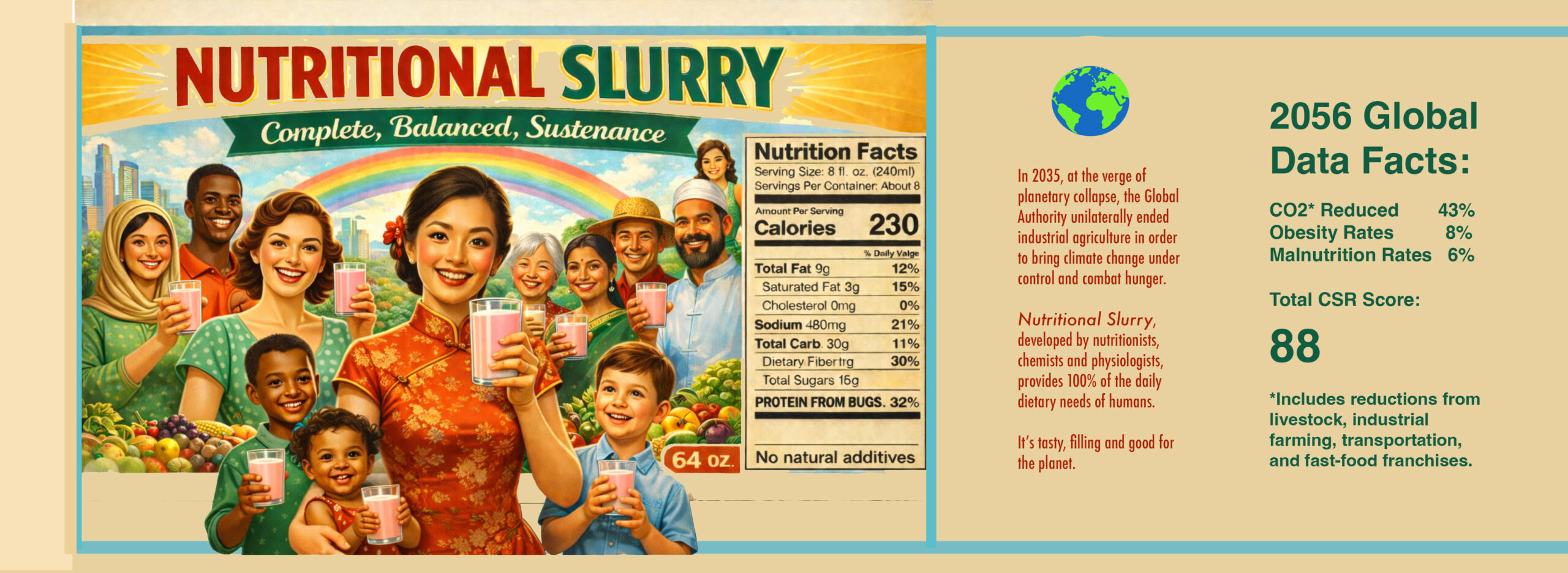 Speculation about a global food source that replaces products provided by industrial agriculture.