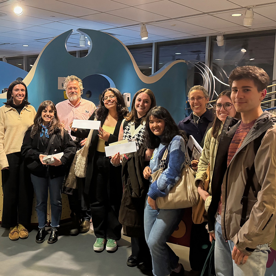 Graduating students from the Historic Preservation program pose at the Brooklyn Children's Museum.
