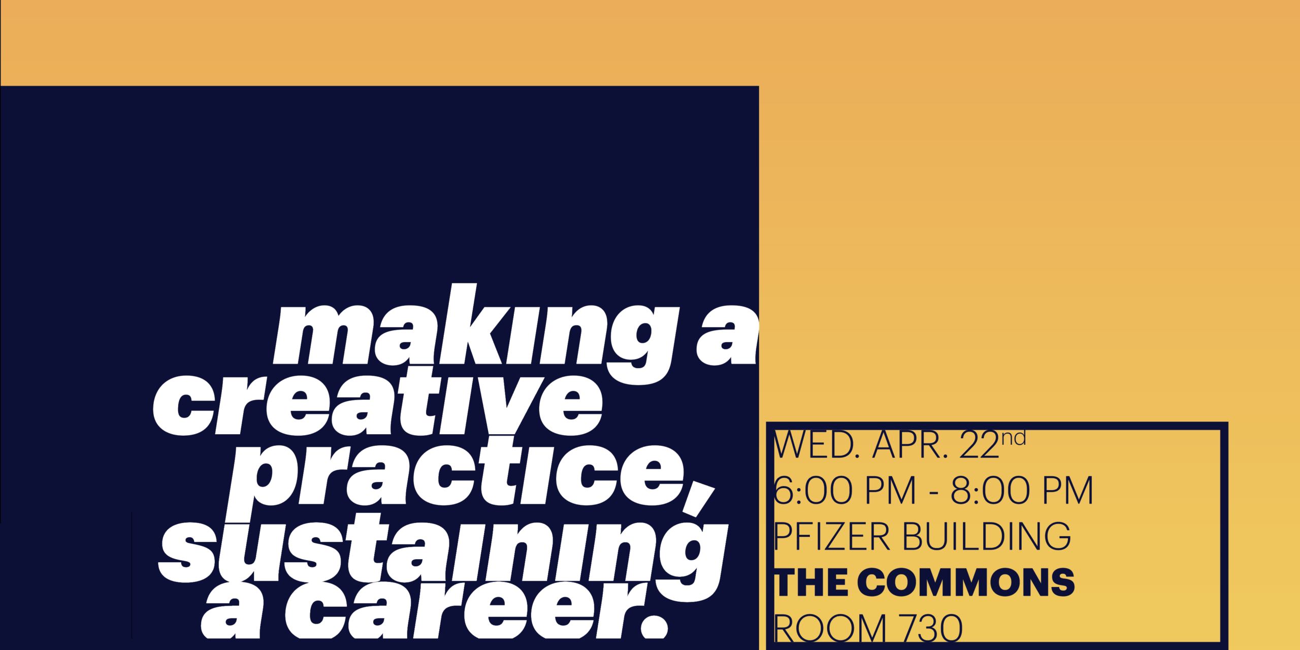 white text on a blue ground - making a creative practice, sustaining a career.