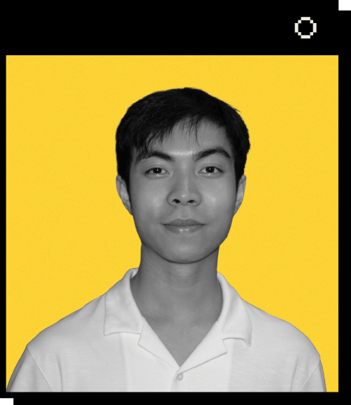 Headshot of Jonathan Lin against a yellow background. Jonathan has short black hair and is wearing a white polo shirt.