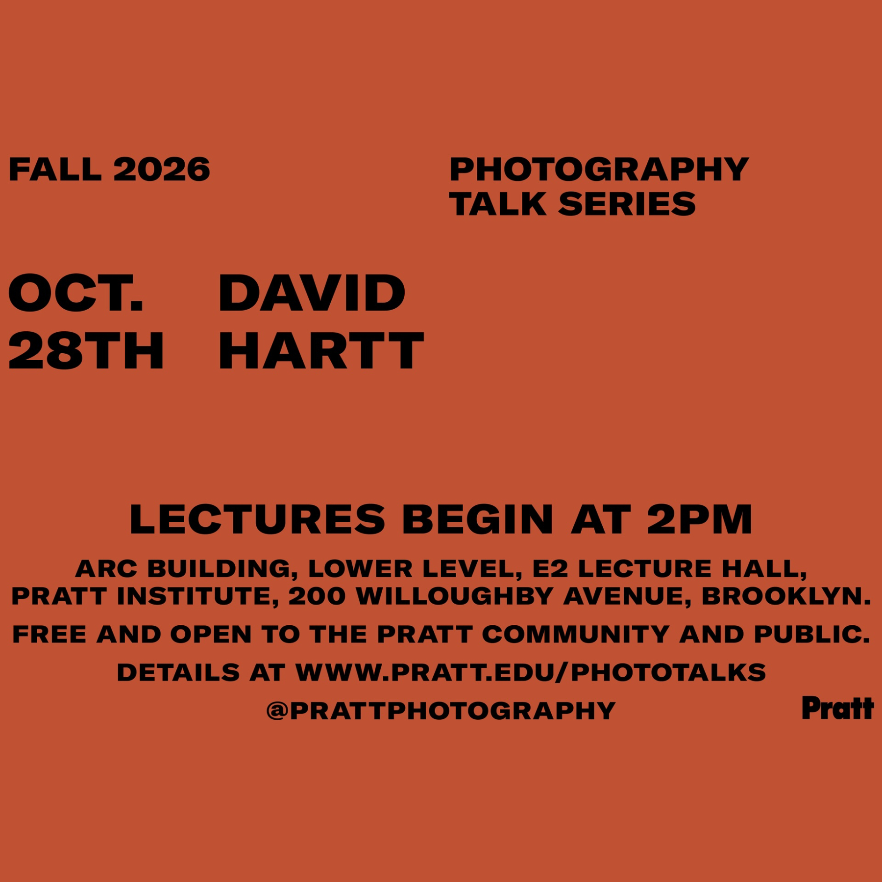 Pratt Photography Talks Series presents a lecture by David Hartt To be held at Pratt Institute, ARC Building, Lower Level, E2 Lecture Hall.