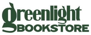 The image features the logo of "greenlight BOOKSTORE." The text is primarily in a bold, stylized green font, with "greenlight" displayed in a larger, more prominent style and "BOOKSTORE" in all capital letters beneath it. The design conveys a modern and inviting aesthetic often associated with bookstores.