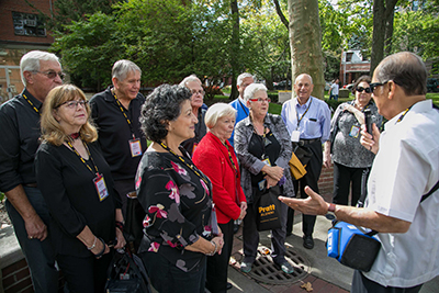 Alumni on a guided tour of the Brooklyn Campus