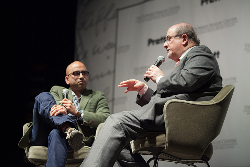 Randy Boyagoda and Salman Rushdie at Pratt