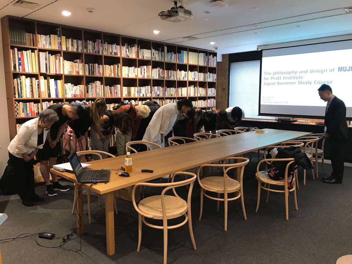 Students visiting Muji headquarters in Tokyo