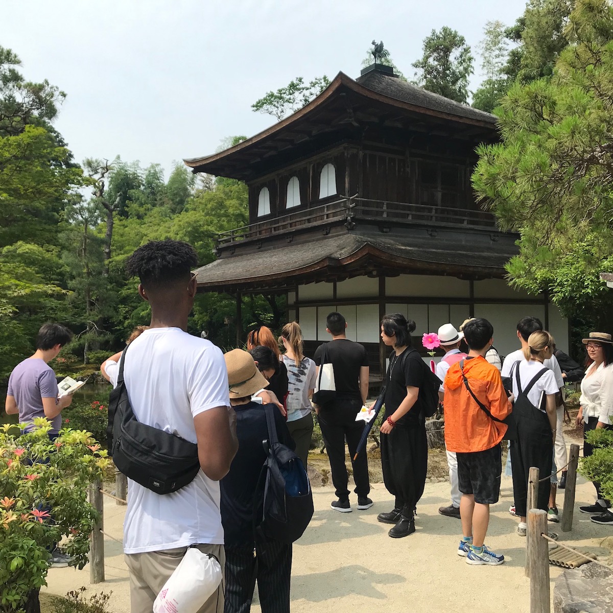 Students at Ginkaku-ji temple in Kyoto