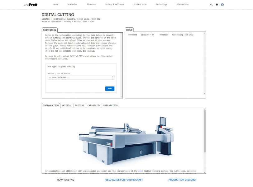 A screengrab showing how Launchpad can connect with digital cutting facilities.